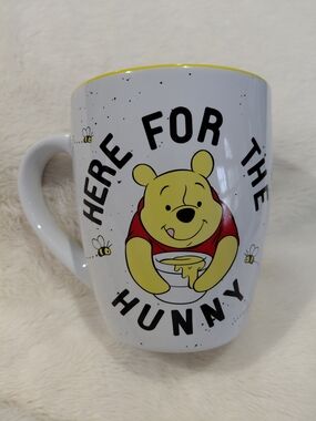 NEW Disney Winnie the Pooh White & Yellow 'Here For The Hunny' Ceramic Mug